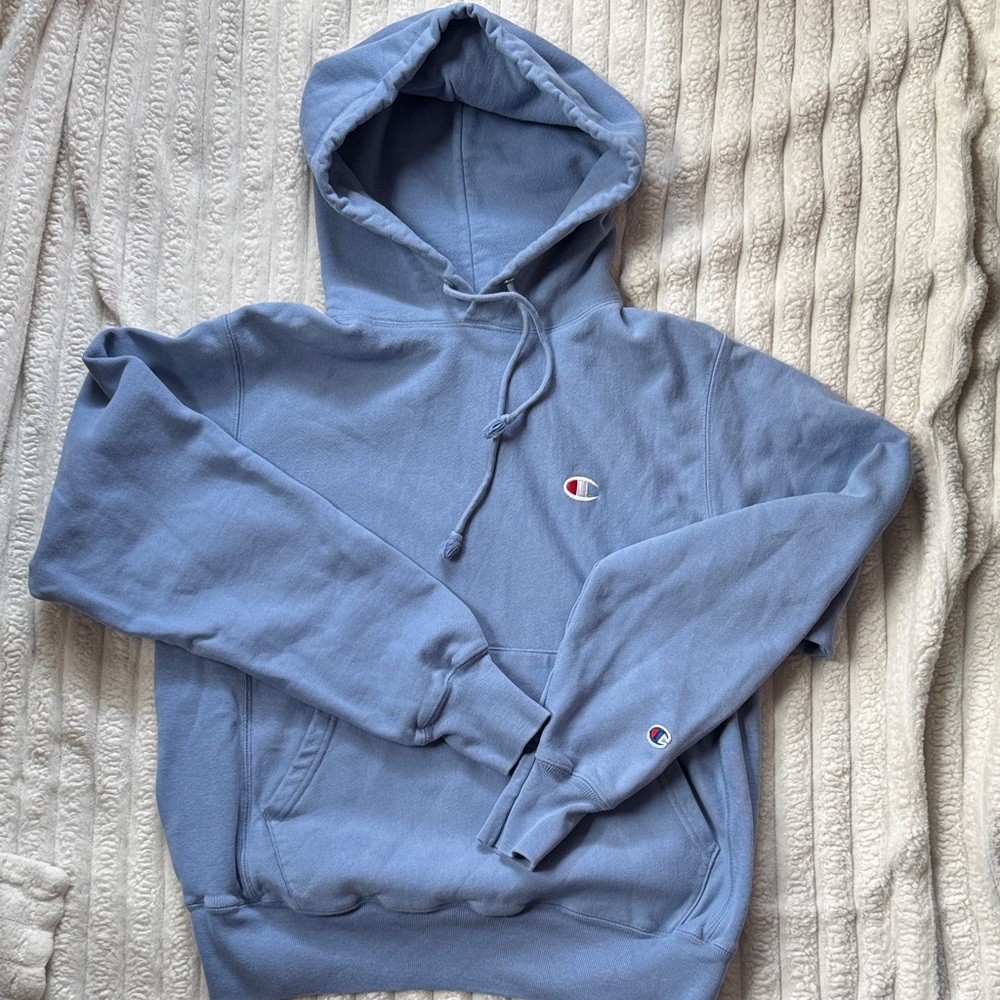 Champion Men's Light Blue Hoodie